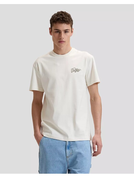Lee Lee T-Shirt FLAG TEE Biały Regular Fit