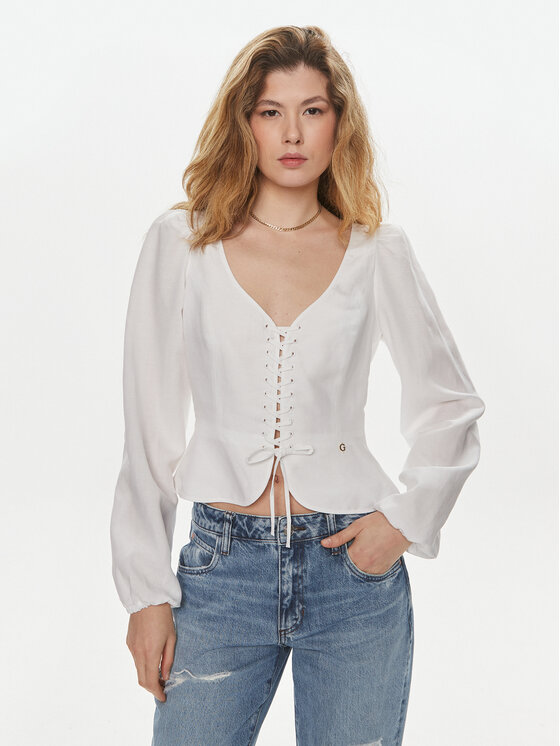 Guess Guess Majica Federica W4GH88 WG7B0 Bijela Regular Fit