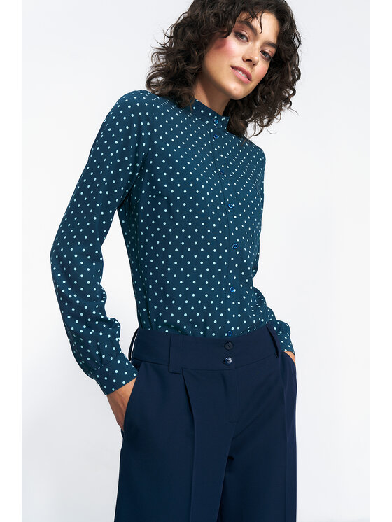 NIFE NIFE Kalhoty z materiálu SD81 Tmavomodrá Wide Leg