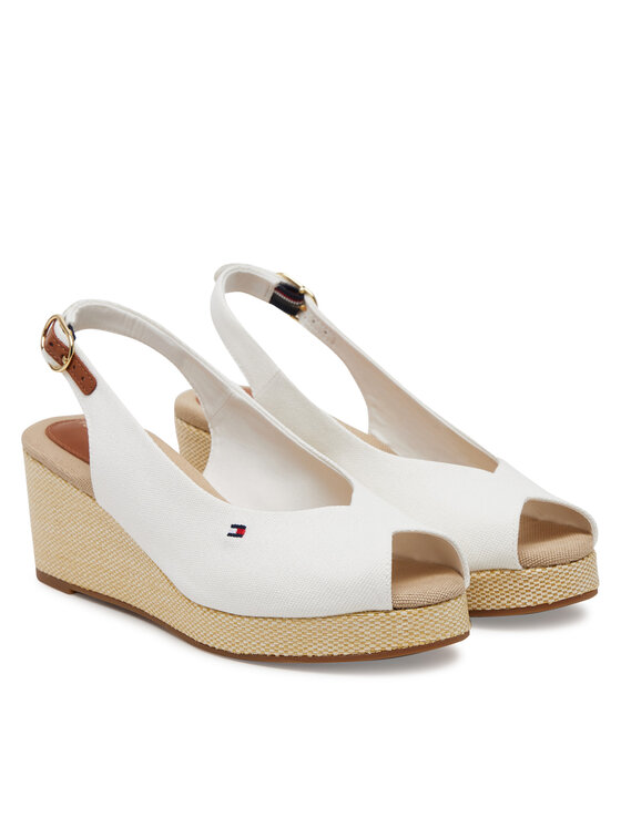 Tommy Hilfiger Tommy Hilfiger Espadrilles Flag Mid Wedge Espad Slingback FW0FW08595 Fehér