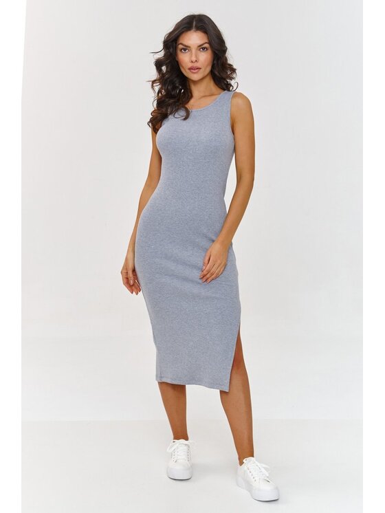 Makadamia Makadamia Komplet bluza i sukienka A6 Szary Loose Fit