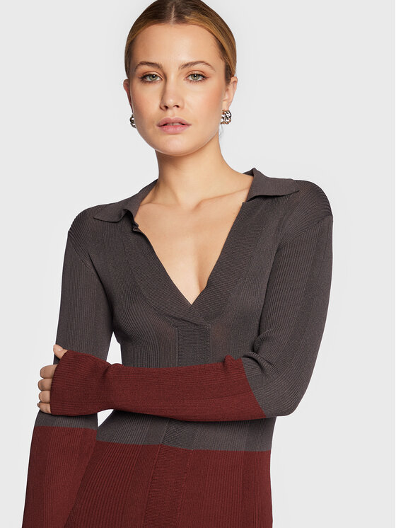 Vestito di maglia Joy LS Knit RM1513 Bordeaux Slim...