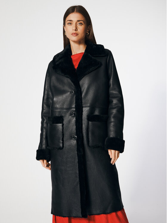 Cappotto in shearling Aspen Nero Regular Fit
