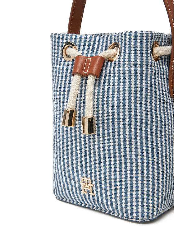 Tommy Hilfiger Tommy Hilfiger Ročna torba Th Premium Beach Le Bucket AW0AW17215 Modra