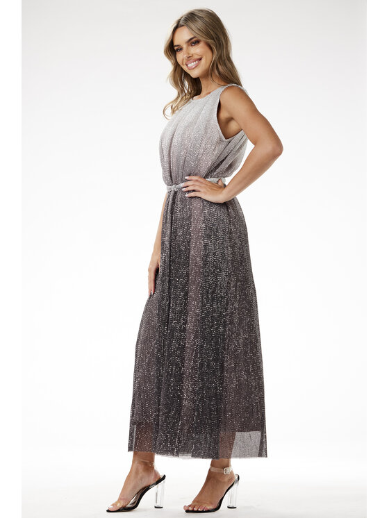 Awama Awama Večerné šaty A703 Strieborná Basic Fit