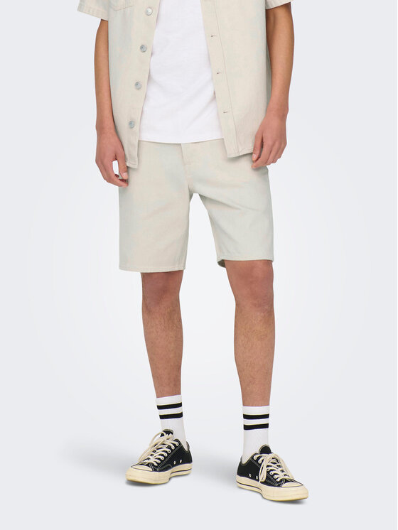 Only & Sons Pantaloncini di jeans Edge 22026558 Écru Regular Fit, taglia : S
