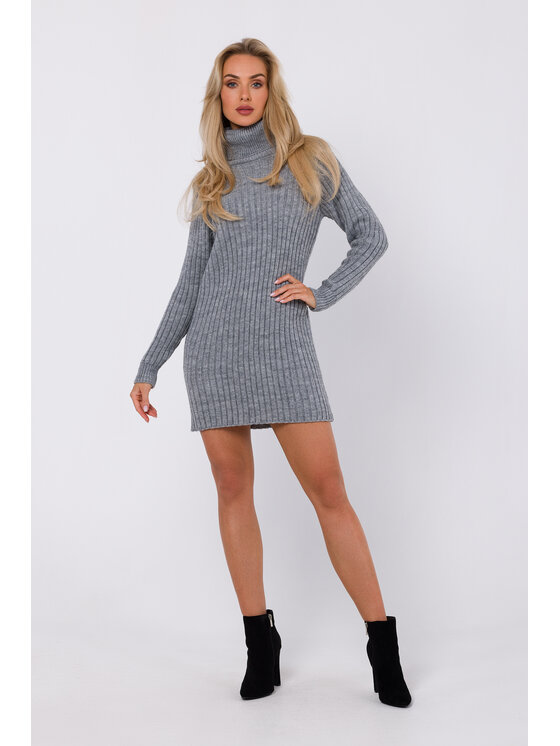 Made of Emotion Made of Emotion Úpletové šaty M770 Šedá Modern Fit