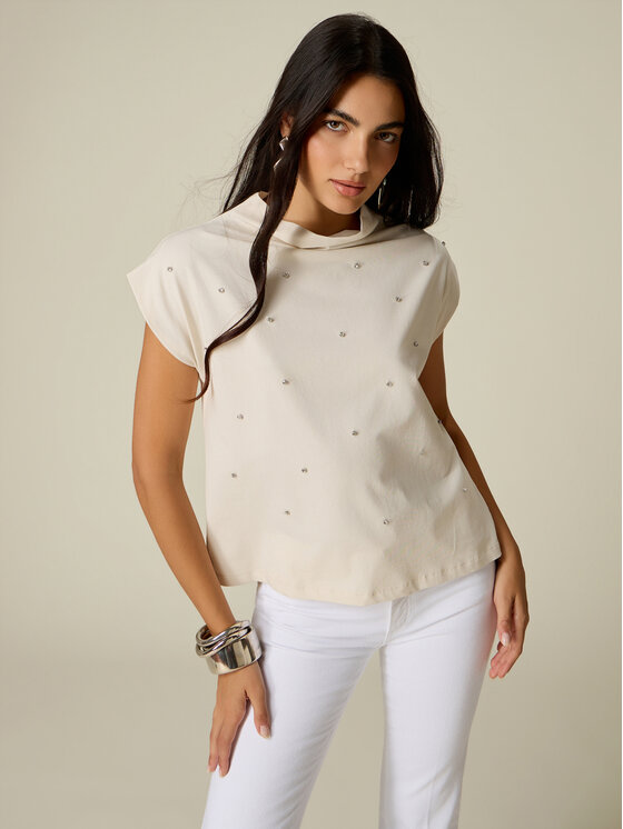 Oltre Oltre T-Shirt G086J004701N0F1 Biały Regular Fit
