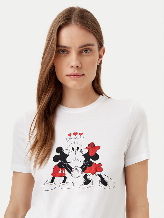 ONLY T-Shirt Mickey 15317991 Biały Regular Fit | Modivo.pl