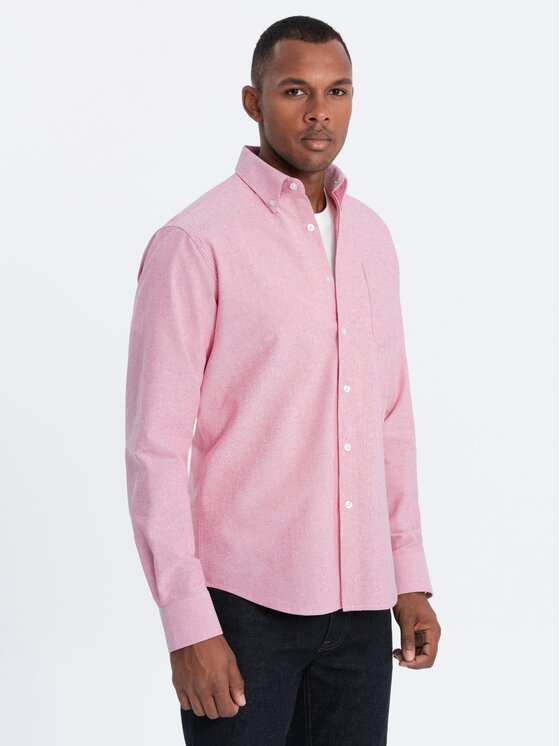 Ombre Ombre Koszula OM-SHOS-0108 Różowy Slim Fit