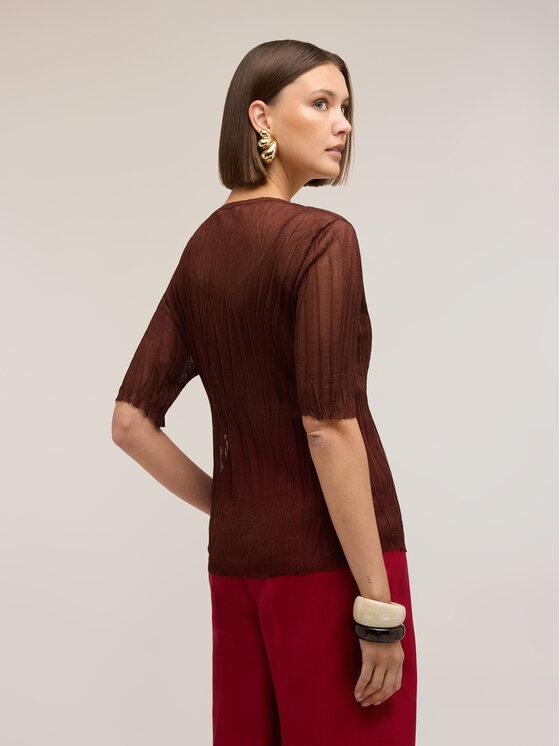 Motivi Motivi T-shirt M241W003951N022 Marrone Regular Fit