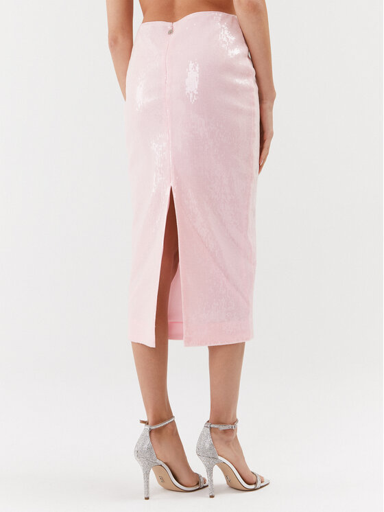 ROTATE ROTATE Pouzdrová sukně Sequin 1111781814 Růžová Slim Fit