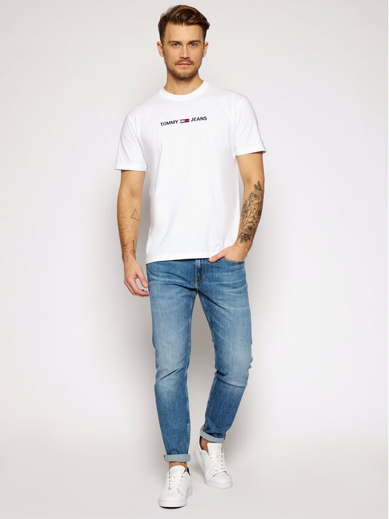 Tommy Jeans T Shirt Tjm Straight Logo Tee DM0DM09382 Bila Regular Fit Modivo.cz