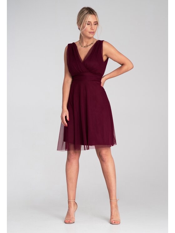 FIGL FIGL Sukienka koktajlowa M1207 Bordowy Flared Fit