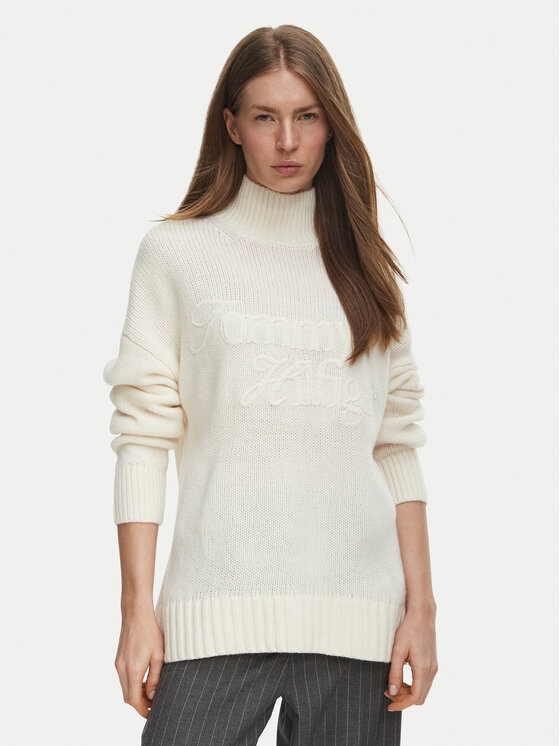 Tommy Hilfiger Tommy Hilfiger Rollkragenpullover Heritage W0WW52180 Creme Regular Fit