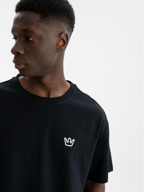Jigga Wear Jigga Wear T-Shirt Koszulka Z Krótkim Rękawem Oversize Męska Czarna / Biała Jigga Wear Simple Crown M Czarny Oversize