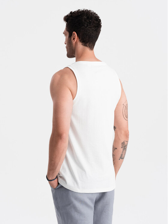 Ombre Ombre Tank top OM-TSBT-0192 Biały Regular Fit