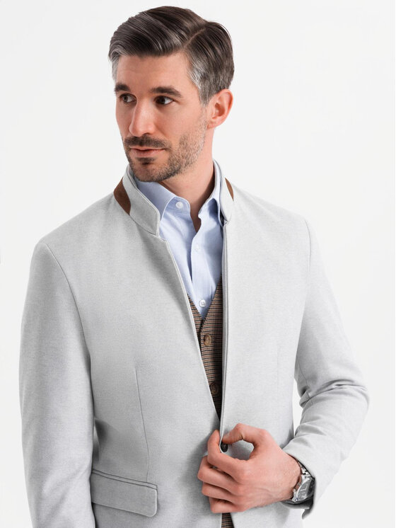 Ombre Ombre Marynarka OM-BLZB-0131 Szary Regular Fit