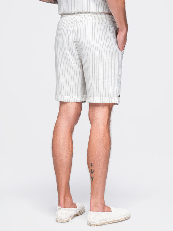 Ombre Ombre Szorty materiałowe OM-SRCS-0208 Biały Regular Fit