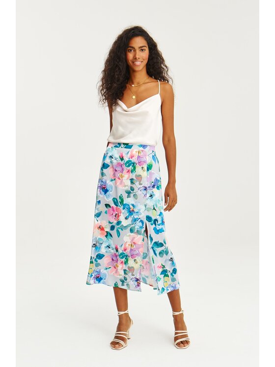 NAOKO NAOKO Midi sukně Flowers Avenue Modrá Regular Fit