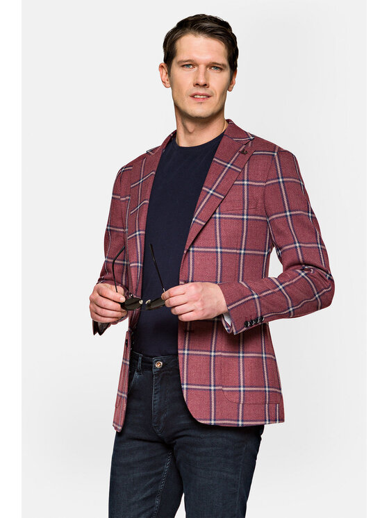 Lancerto Lancerto Marynarka Eleonora Bordowy Slim Fit