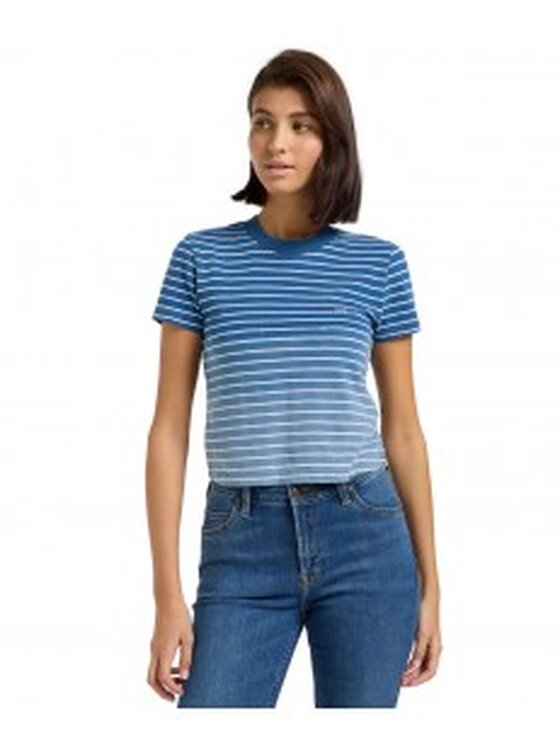 Lee Lee T-Shirt CROPPED TEE 112363477 Niebieski Cropped Fit