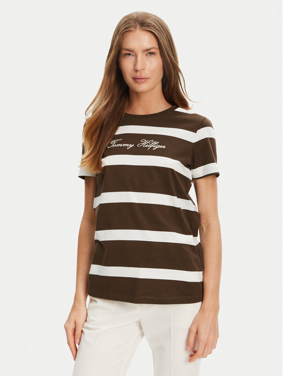 Tommy Hilfiger Tommy Hilfiger Футболка Script WW0WW45746 Коричневий Regular Fit