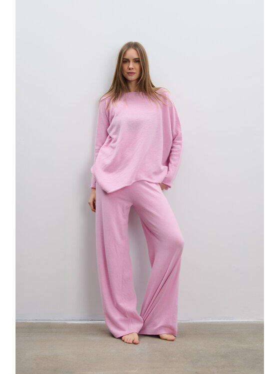 Fobya Fobya Komplet bluzka i spodnie F2108 Różowy Basic Fit