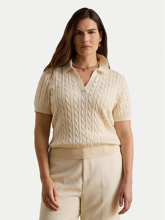 LAUREN RALPH LAUREN LAUREN RALPH LAUREN Тениска с яка и копчета 200P14041001 Кремав Regular Fit