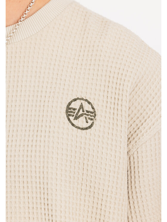 Alpha Industries Alpha Industries Bluza Studio Waffle Sweatshirt Beżowy Loose Fit
