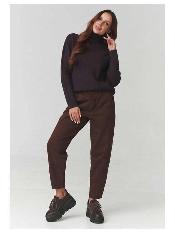 Makadamia Makadamia Sweter C20 Bordowy Loose Fit