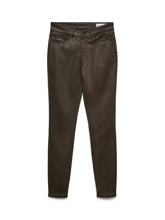 Vero Moda Vero Moda Kalhoty z imitace kůže Flash 10314591 Hnědá Skinny Fit