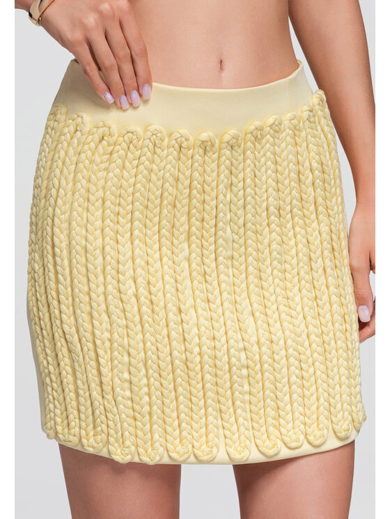 Ombre Ombre Spódnica mini OW-GL-E0016 Żółty Authentic Slim Fit