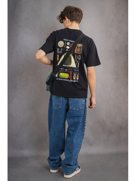 Palto Palto T-Shirt Camping Club Czarny Relaxed Fit