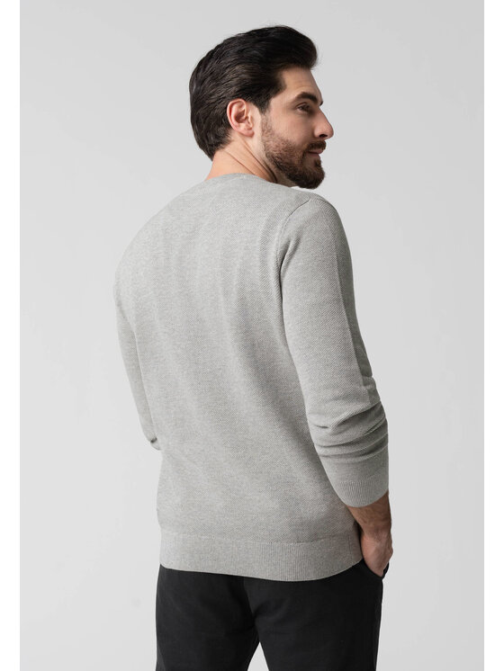 Volcano Volcano Sweter S-LOGAN Szary Regular Fit