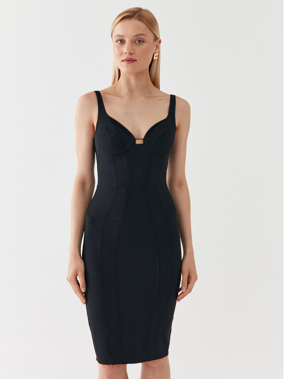 Elisabetta Franchi Rochie cocktail AB-425-36E2-V390 Negru Slim Fit