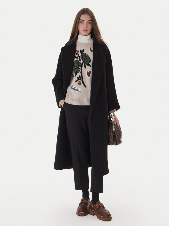 Weekend Max Mara Weekend Max Mara Vlnený kabát Tempera 2525016082 Čierna Regular Fit