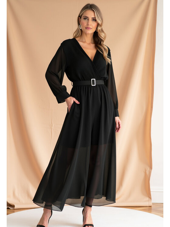 FIGL FIGL Koktejlové šaty M1141 Čierna Feminine Fit