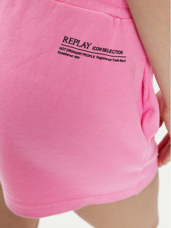 REPLAY Replay Szorty sportowe W8047B.000.23650P Różowy Regular Fit