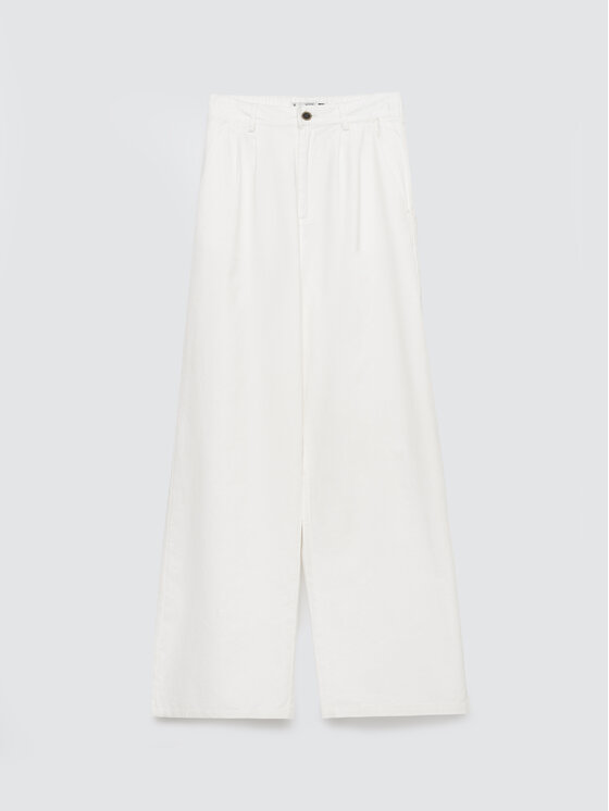 BIG STAR BIG STAR Spodnie materiałowe MALUSI Biały Wide Leg