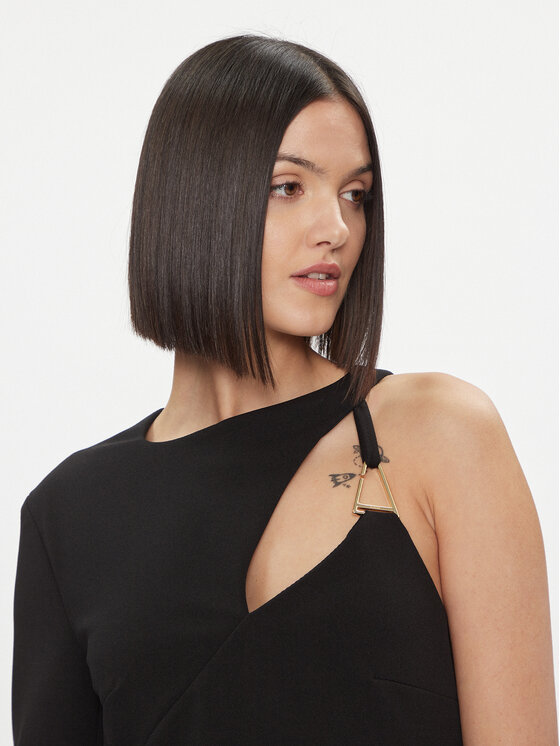 Please Please Φόρεμα κοκτέιλ A1YFCFR000 Μαύρο Slim Fit