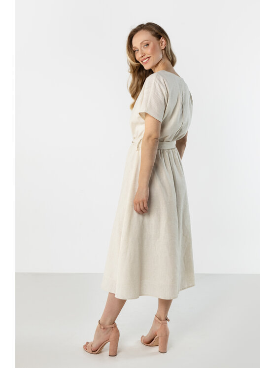 Awama Awama Sukienka letnia A770 Beżowy Basic Fit