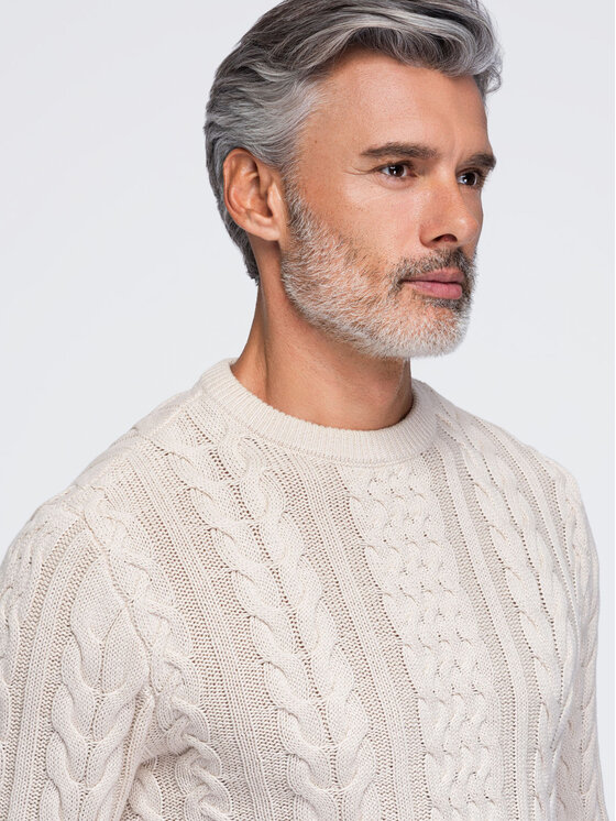 Ombre Ombre Sweter OM-SWSW-0191 Biały Regular Fit
