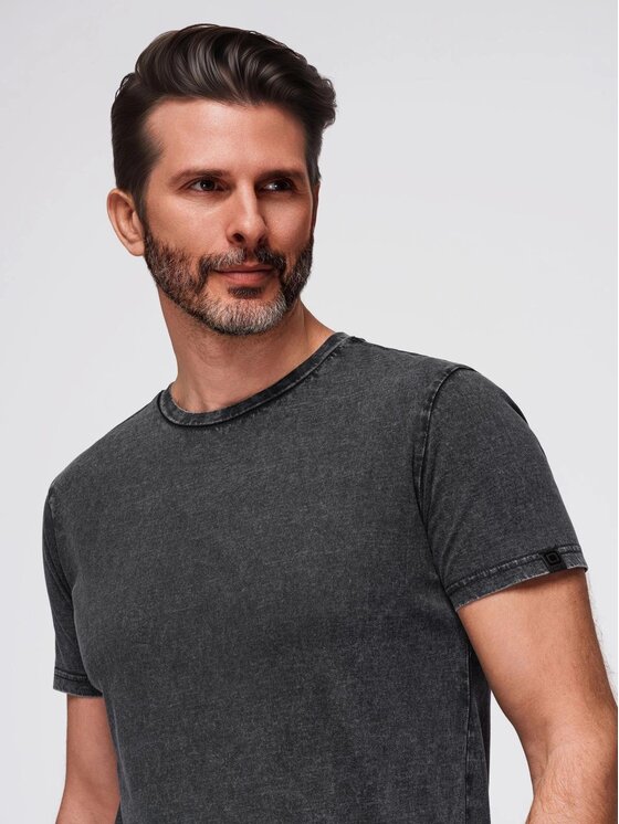Ombre Ombre T-Shirt OM-TSWT-0116 Czarny Slim Fit