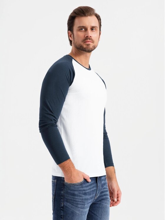 Ombre Ombre Longsleeve OM-LSCL-0105 Granatowy Regular Fit