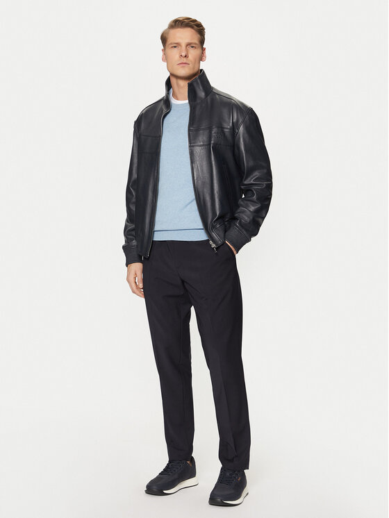 BOSS BOSS Bőrkabát 50531148 Sötétkék Regular Fit