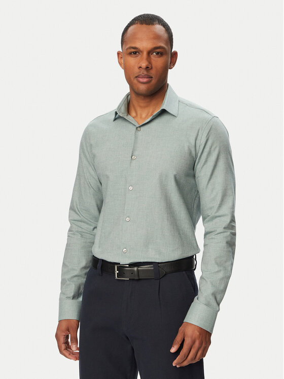 Calvin Klein Cămașă LV019EU148 Verde deschis Slim Fit