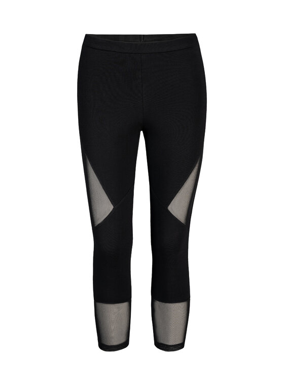 Teyli Teyli Legginsy bawełniane z siateczką Tina Czarny Regular Fit