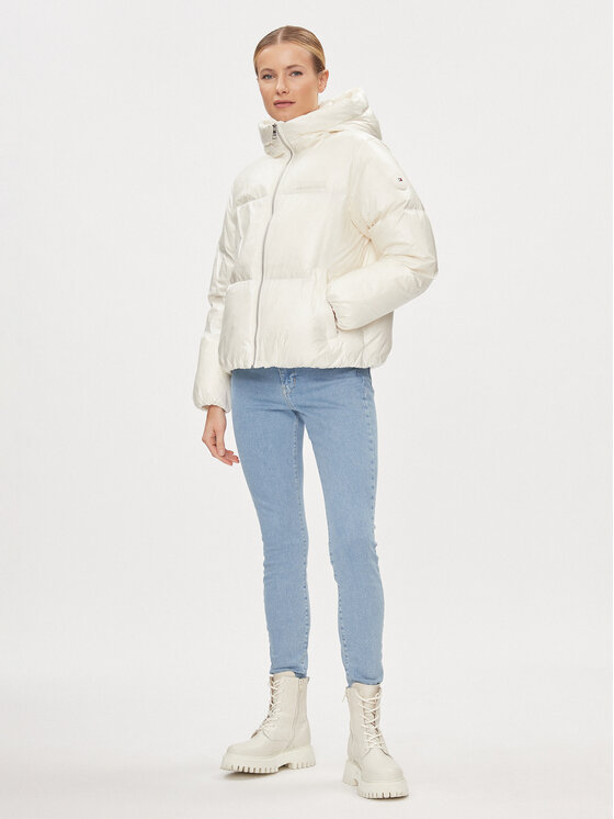 Tommy Hilfiger Tommy Hilfiger Pehelykabát New York Gloss WW0WW40836 Ekru Relaxed Fit