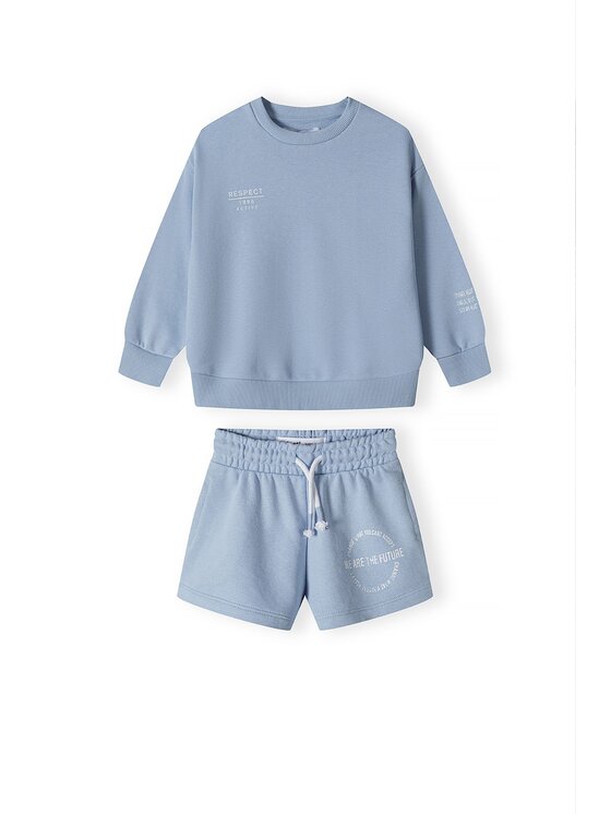 Komplet bluza i szorty sportowe MINOTI, Rozmiar 110/116, Błękitny, 18FLEECE 49